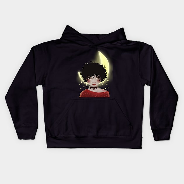 me and the moon Kids Hoodie by dindafirstiana